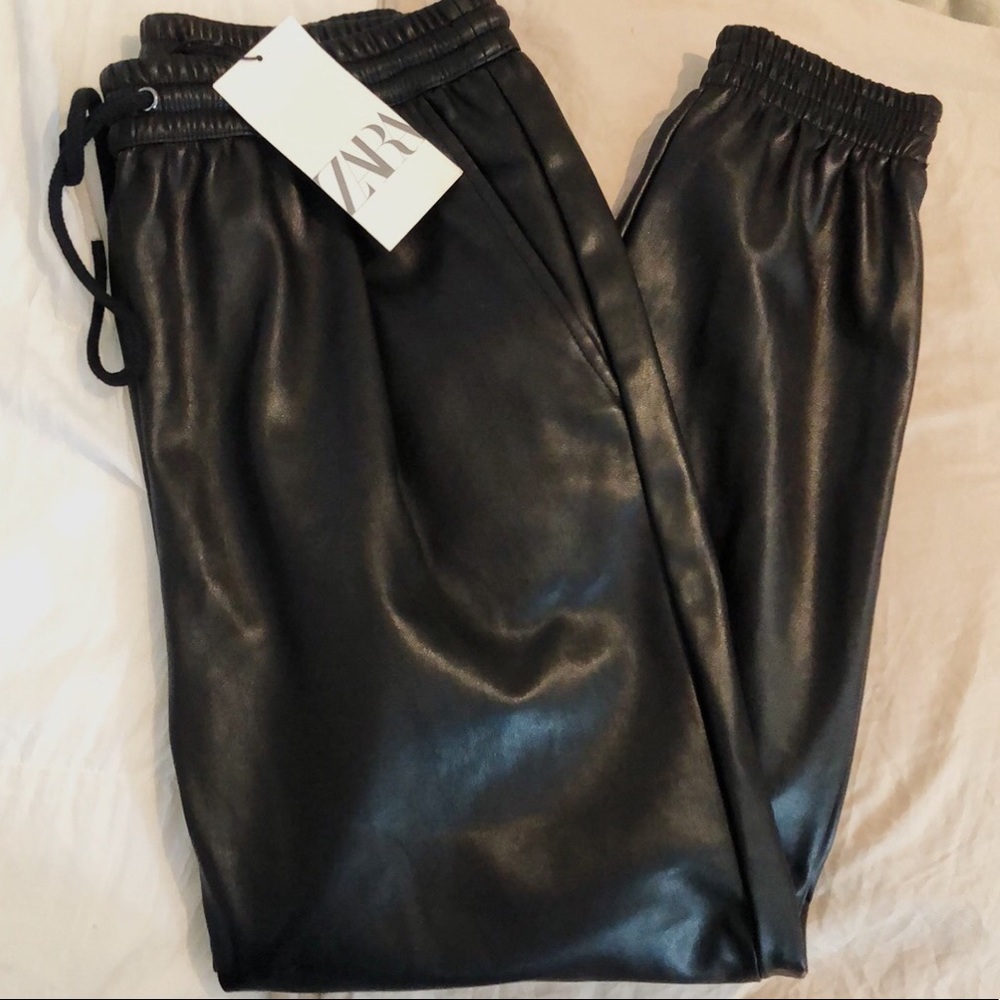 Zara Faux Leather Joggers